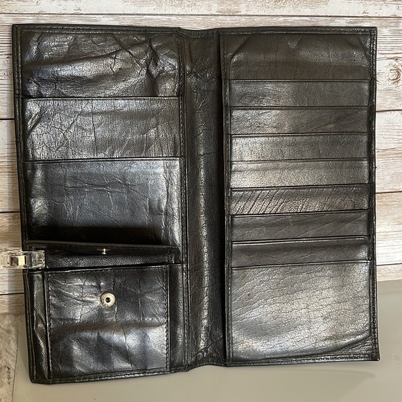 Black Leather Bifold Wallet/CC Organizer, Vintage - Picture 2 of 8